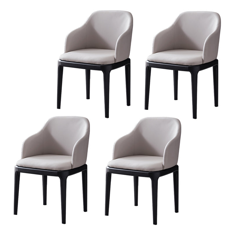 Faux Leather Contemporary Dining Room Chair Metallic Finish Solid Back Dining Chair Light Gray Set of 4 Clearhalo ' kitchen&dining_furn' 'Dining Chairs' 'Dining Tables & Seating' 'dining_chair' 'Furniture' 'furniture_dining_chair' 'Kitchen & Dining Furniture' 'kitchen' 3454085