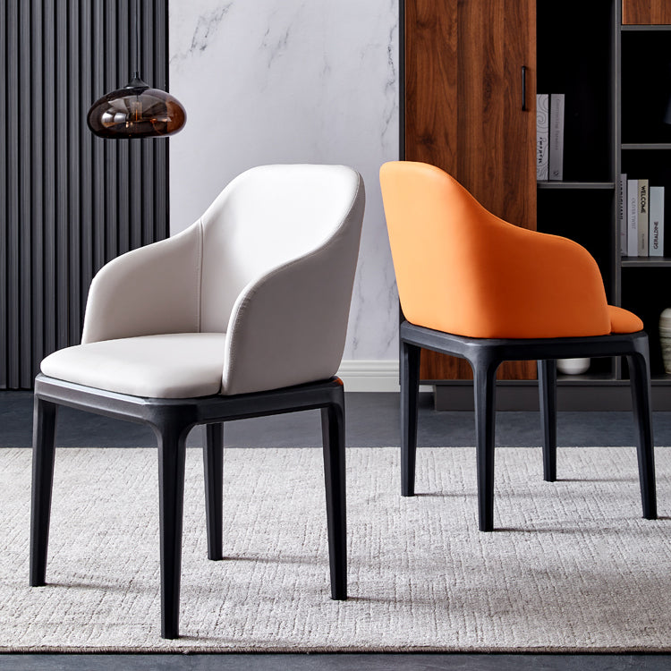 Faux Leather Contemporary Dining Room Chair Metallic Finish Solid Back Dining Chair Clearhalo ' kitchen&dining_furn' 'Dining Chairs' 'Dining Tables & Seating' 'dining_chair' 'Furniture' 'furniture_dining_chair' 'Kitchen & Dining Furniture' 'kitchen' 3454086