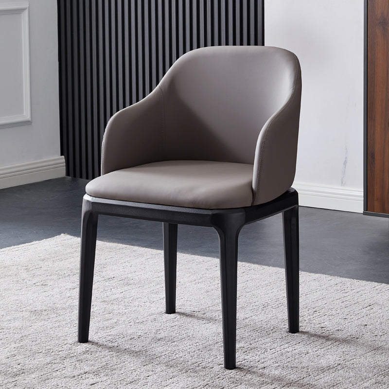 Faux Leather Contemporary Dining Room Chair Metallic Finish Solid Back Dining Chair Dark Gray 1 Piece Clearhalo ' kitchen&dining_furn' 'Dining Chairs' 'Dining Tables & Seating' 'dining_chair' 'Furniture' 'furniture_dining_chair' 'Kitchen & Dining Furniture' 'kitchen' 3454088