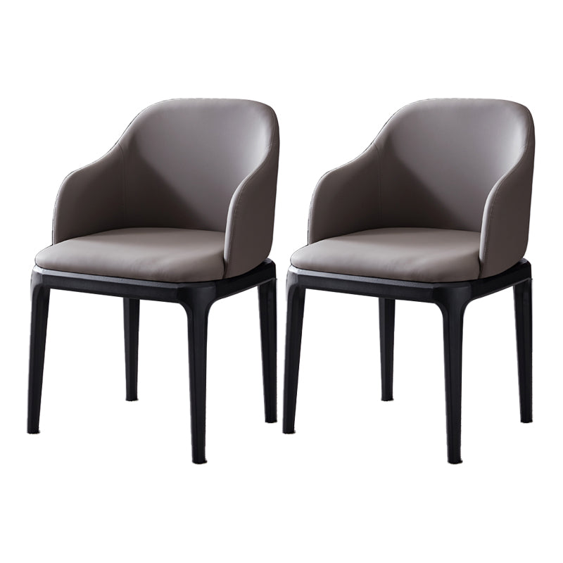 Faux Leather Contemporary Dining Room Chair Metallic Finish Solid Back Dining Chair Dark Gray Set of 2 Clearhalo ' kitchen&dining_furn' 'Dining Chairs' 'Dining Tables & Seating' 'dining_chair' 'Furniture' 'furniture_dining_chair' 'Kitchen & Dining Furniture' 'kitchen' 3454089