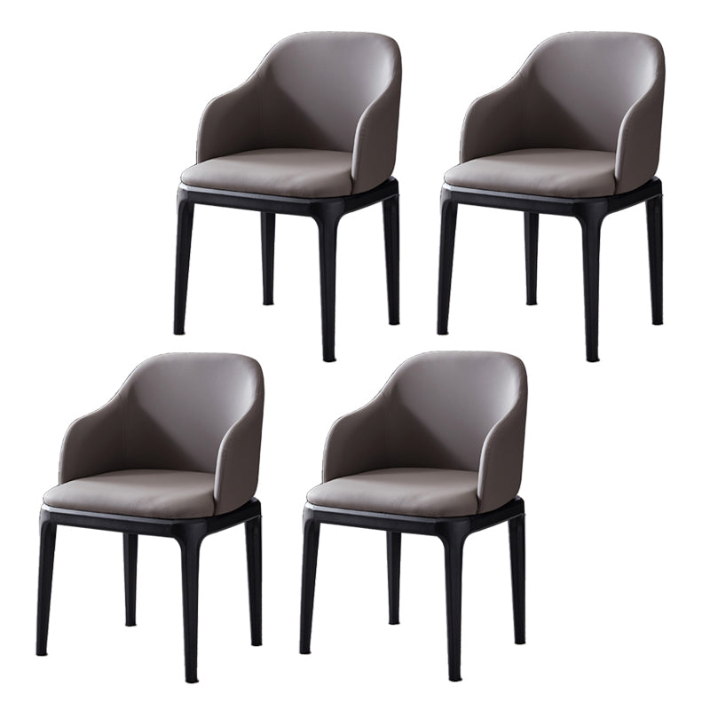 Faux Leather Contemporary Dining Room Chair Metallic Finish Solid Back Dining Chair Dark Gray Set of 4 Clearhalo ' kitchen&dining_furn' 'Dining Chairs' 'Dining Tables & Seating' 'dining_chair' 'Furniture' 'furniture_dining_chair' 'Kitchen & Dining Furniture' 'kitchen' 3454091