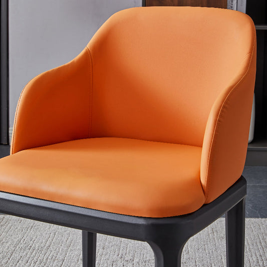 Faux Leather Contemporary Dining Room Chair Metallic Finish Solid Back Dining Chair Clearhalo ' kitchen&dining_furn' 'Dining Chairs' 'Dining Tables & Seating' 'dining_chair' 'Furniture' 'furniture_dining_chair' 'Kitchen & Dining Furniture' 'kitchen' 3454093