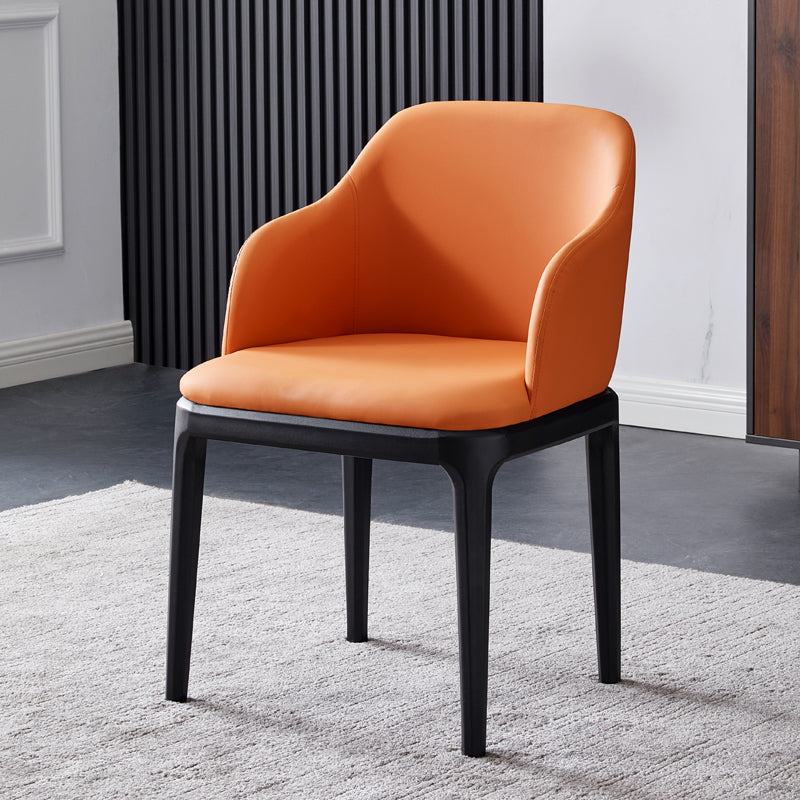 Faux Leather Contemporary Dining Room Chair Metallic Finish Solid Back Dining Chair Orange 1 Piece Clearhalo ' kitchen&dining_furn' 'Dining Chairs' 'Dining Tables & Seating' 'dining_chair' 'Furniture' 'furniture_dining_chair' 'Kitchen & Dining Furniture' 'kitchen' 3454094