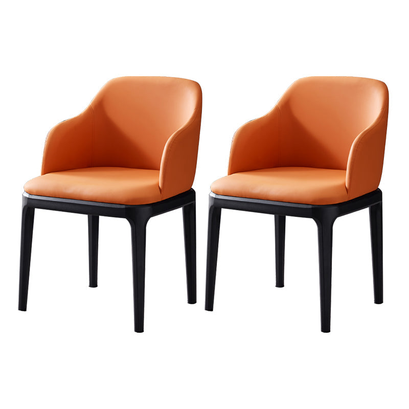 Faux Leather Contemporary Dining Room Chair Metallic Finish Solid Back Dining Chair Orange Set of 2 Clearhalo ' kitchen&dining_furn' 'Dining Chairs' 'Dining Tables & Seating' 'dining_chair' 'Furniture' 'furniture_dining_chair' 'Kitchen & Dining Furniture' 'kitchen' 3454095