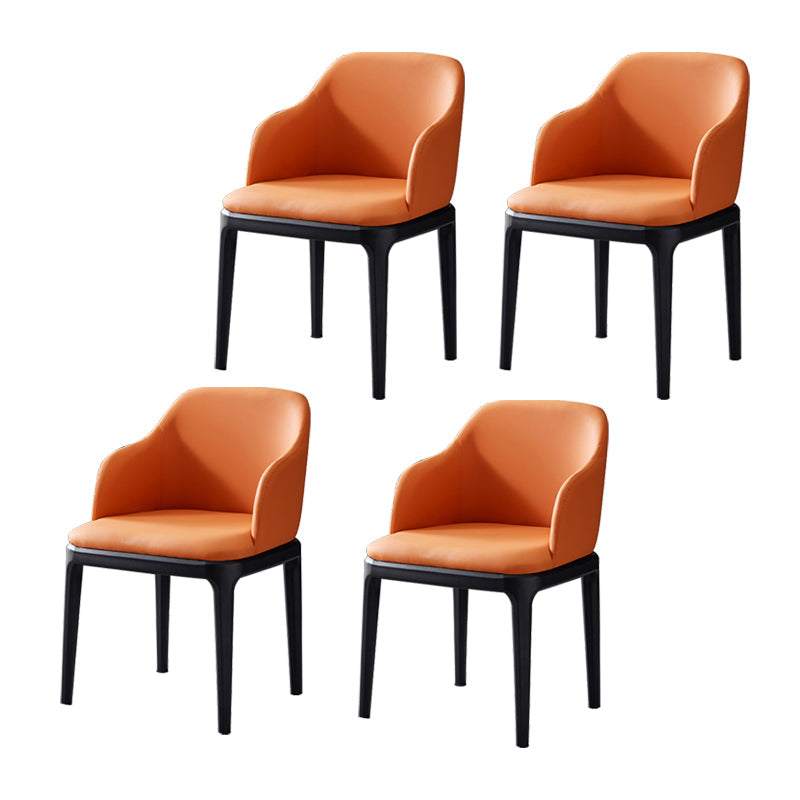 Faux Leather Contemporary Dining Room Chair Metallic Finish Solid Back Dining Chair Orange Set of 4 Clearhalo ' kitchen&dining_furn' 'Dining Chairs' 'Dining Tables & Seating' 'dining_chair' 'Furniture' 'furniture_dining_chair' 'Kitchen & Dining Furniture' 'kitchen' 3454097