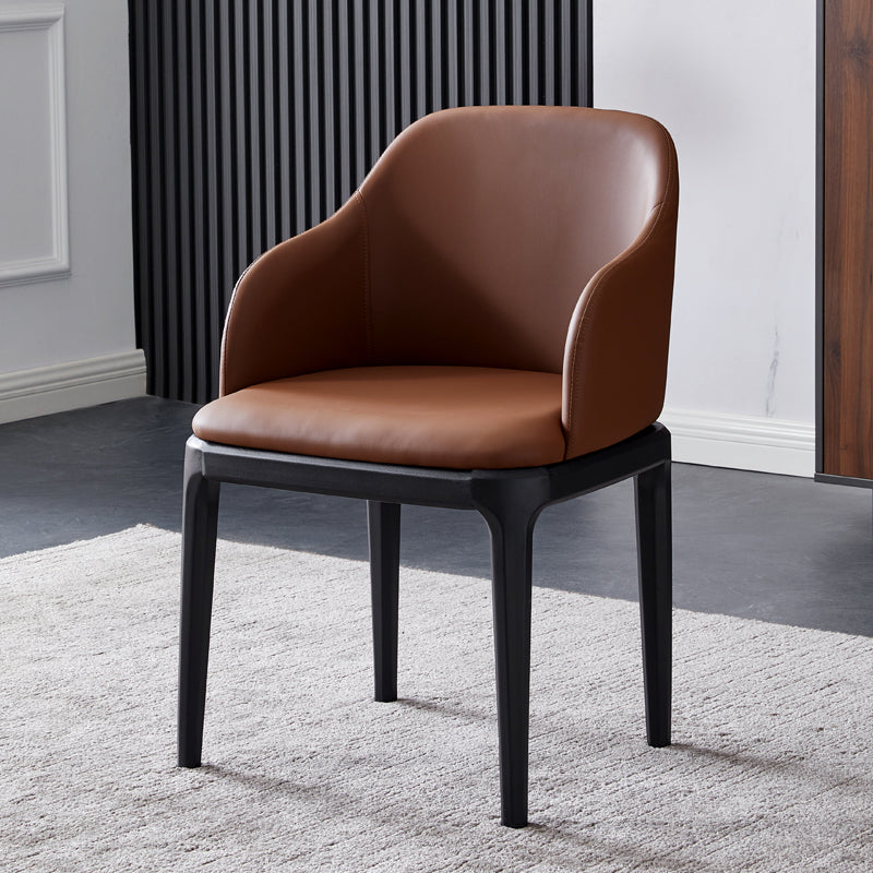 Faux Leather Contemporary Dining Room Chair Metallic Finish Solid Back Dining Chair Brown 1 Piece Clearhalo ' kitchen&dining_furn' 'Dining Chairs' 'Dining Tables & Seating' 'dining_chair' 'Furniture' 'furniture_dining_chair' 'Kitchen & Dining Furniture' 'kitchen' 3454099