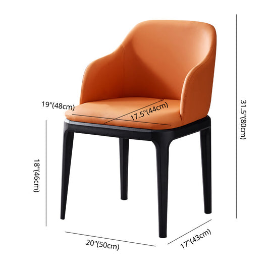 Faux Leather Contemporary Dining Room Chair Metallic Finish Solid Back Dining Chair Clearhalo ' kitchen&dining_furn' 'Dining Chairs' 'Dining Tables & Seating' 'dining_chair' 'Furniture' 'furniture_dining_chair' 'Kitchen & Dining Furniture' 'kitchen' 3454100