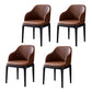 Faux Leather Contemporary Dining Room Chair Metallic Finish Solid Back Dining Chair Brown Set of 4 Clearhalo ' kitchen&dining_furn' 'Dining Chairs' 'Dining Tables & Seating' 'dining_chair' 'Furniture' 'furniture_dining_chair' 'Kitchen & Dining Furniture' 'kitchen' 3454103