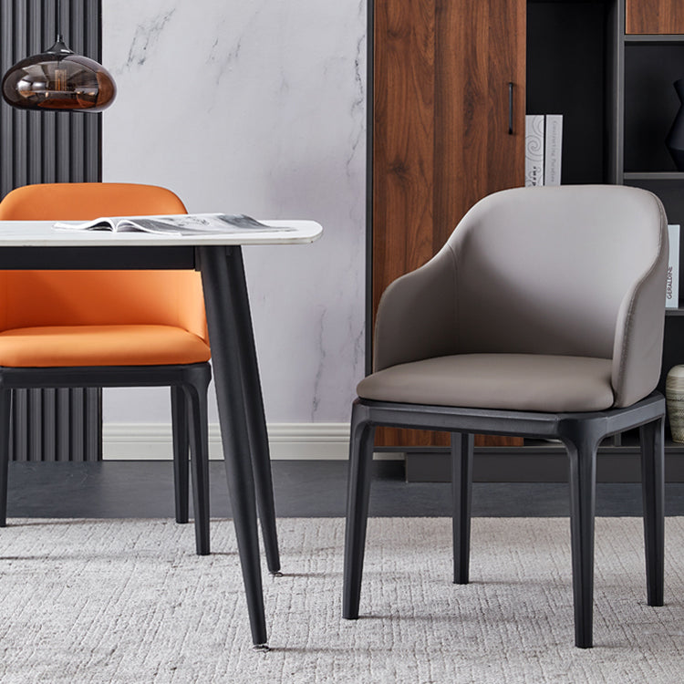 Faux Leather Contemporary Dining Room Chair Metallic Finish Solid Back Dining Chair Clearhalo ' kitchen&dining_furn' 'Dining Chairs' 'Dining Tables & Seating' 'dining_chair' 'Furniture' 'furniture_dining_chair' 'Kitchen & Dining Furniture' 'kitchen' 3454104