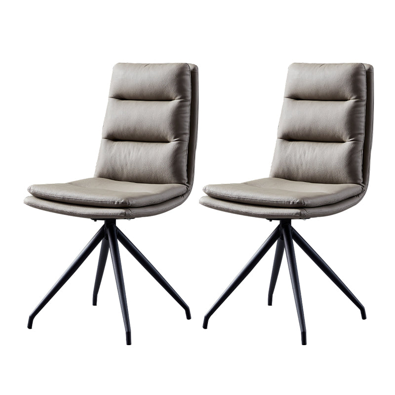 Modern Faux Leather Chairs with 4 Black Finish Metal Legs Dining Chair for Home Dark Gray Set of 2 Clearhalo ' kitchen&dining_furn' 'Dining Chairs' 'Dining Tables & Seating' 'dining_chair' 'Furniture' 'furniture_dining_chair' 'Kitchen & Dining Furniture' 'kitchen' 3454139