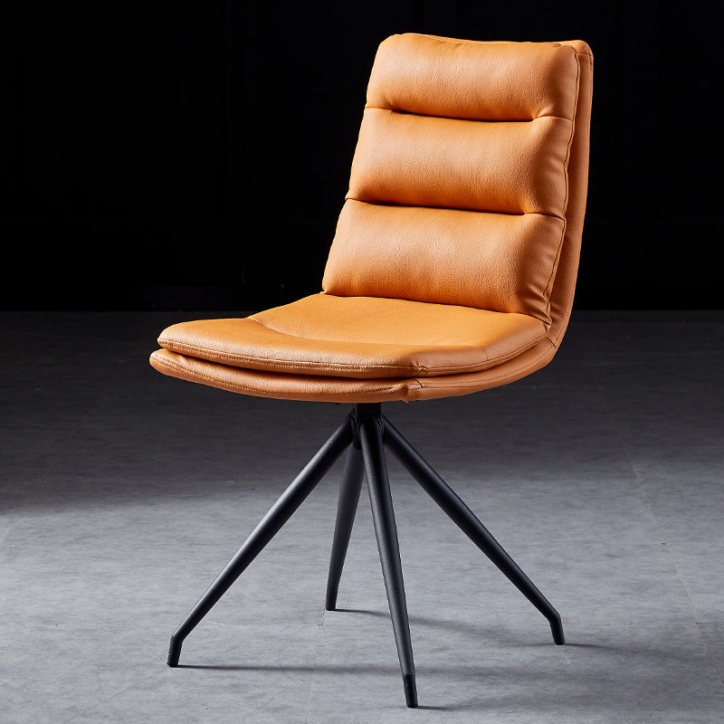 Modern Faux Leather Chairs with 4 Black Finish Metal Legs Dining Chair for Home Orange 1 Piece Clearhalo ' kitchen&dining_furn' 'Dining Chairs' 'Dining Tables & Seating' 'dining_chair' 'Furniture' 'furniture_dining_chair' 'Kitchen & Dining Furniture' 'kitchen' 3454143