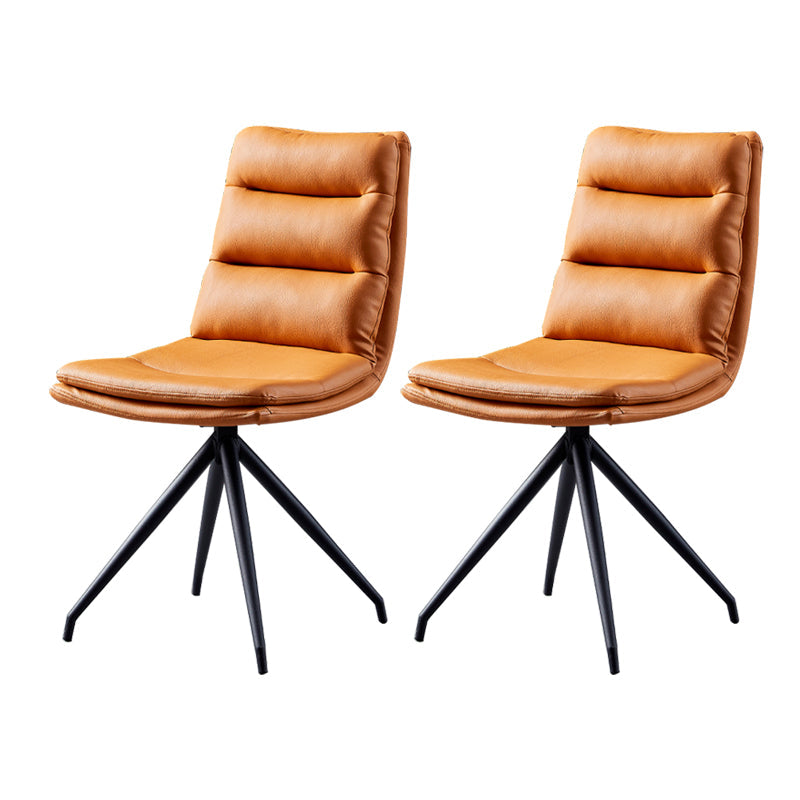 Modern Faux Leather Chairs with 4 Black Finish Metal Legs Dining Chair for Home Orange Set of 2 Clearhalo ' kitchen&dining_furn' 'Dining Chairs' 'Dining Tables & Seating' 'dining_chair' 'Furniture' 'furniture_dining_chair' 'Kitchen & Dining Furniture' 'kitchen' 3454145