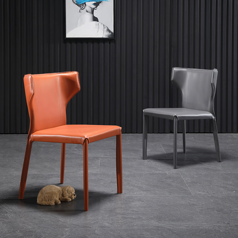 Contemporary Dining Chair with Metal Legs Wingback Parsons Chair for Home Use Clearhalo ' kitchen&dining_furn' 'Dining Chairs' 'Dining Tables & Seating' 'dining_chair' 'Furniture' 'furniture_dining_chair' 'Kitchen & Dining Furniture' 'kitchen' 3454149