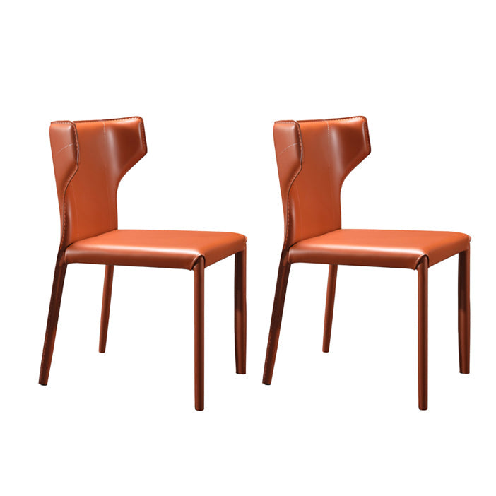 Contemporary Dining Chair with Metal Legs Wingback Parsons Chair for Home Use Orange Set of 2 Clearhalo ' kitchen&dining_furn' 'Dining Chairs' 'Dining Tables & Seating' 'dining_chair' 'Furniture' 'furniture_dining_chair' 'Kitchen & Dining Furniture' 'kitchen' 3454150