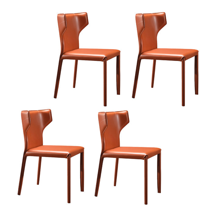 Contemporary Dining Chair with Metal Legs Wingback Parsons Chair for Home Use Orange Set of 4 Clearhalo ' kitchen&dining_furn' 'Dining Chairs' 'Dining Tables & Seating' 'dining_chair' 'Furniture' 'furniture_dining_chair' 'Kitchen & Dining Furniture' 'kitchen' 3454151