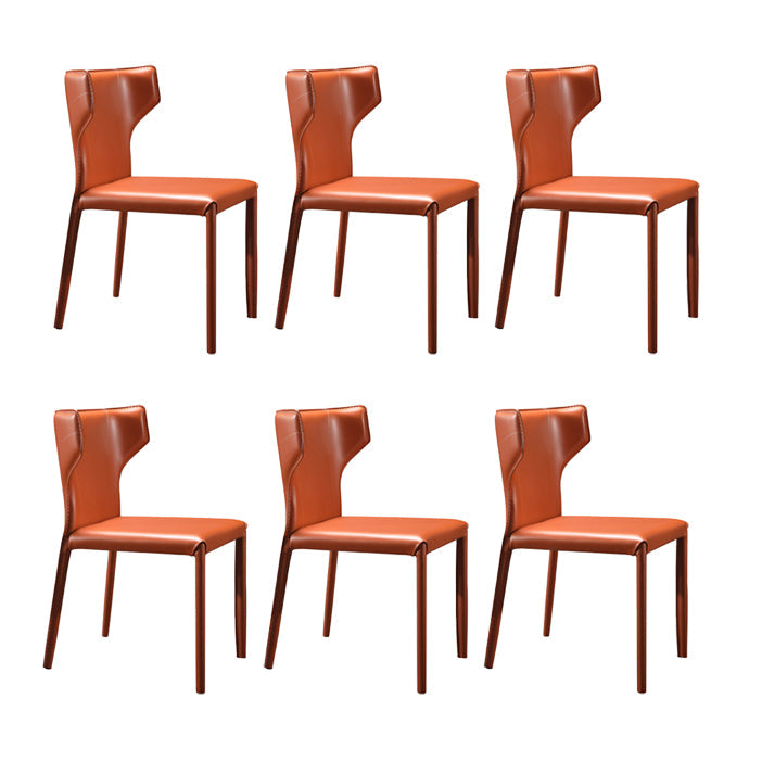 Contemporary Dining Chair with Metal Legs Wingback Parsons Chair for Home Use Orange Set of 6 Clearhalo ' kitchen&dining_furn' 'Dining Chairs' 'Dining Tables & Seating' 'dining_chair' 'Furniture' 'furniture_dining_chair' 'Kitchen & Dining Furniture' 'kitchen' 3454153