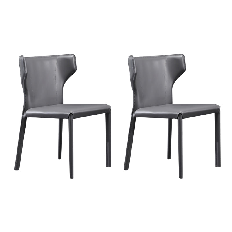 Contemporary Dining Chair with Metal Legs Wingback Parsons Chair for Home Use Grey Set of 2 Clearhalo ' kitchen&dining_furn' 'Dining Chairs' 'Dining Tables & Seating' 'dining_chair' 'Furniture' 'furniture_dining_chair' 'Kitchen & Dining Furniture' 'kitchen' 3454155