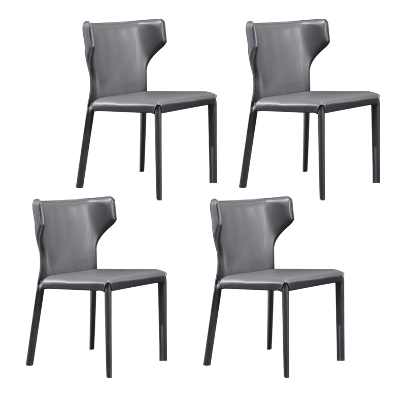 Contemporary Dining Chair with Metal Legs Wingback Parsons Chair for Home Use Grey Set of 4 Clearhalo ' kitchen&dining_furn' 'Dining Chairs' 'Dining Tables & Seating' 'dining_chair' 'Furniture' 'furniture_dining_chair' 'Kitchen & Dining Furniture' 'kitchen' 3454157