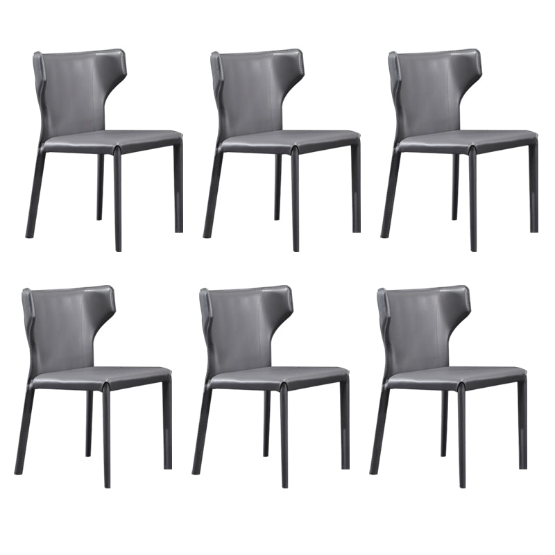 Contemporary Dining Chair with Metal Legs Wingback Parsons Chair for Home Use Grey Set of 6 Clearhalo ' kitchen&dining_furn' 'Dining Chairs' 'Dining Tables & Seating' 'dining_chair' 'Furniture' 'furniture_dining_chair' 'Kitchen & Dining Furniture' 'kitchen' 3454159