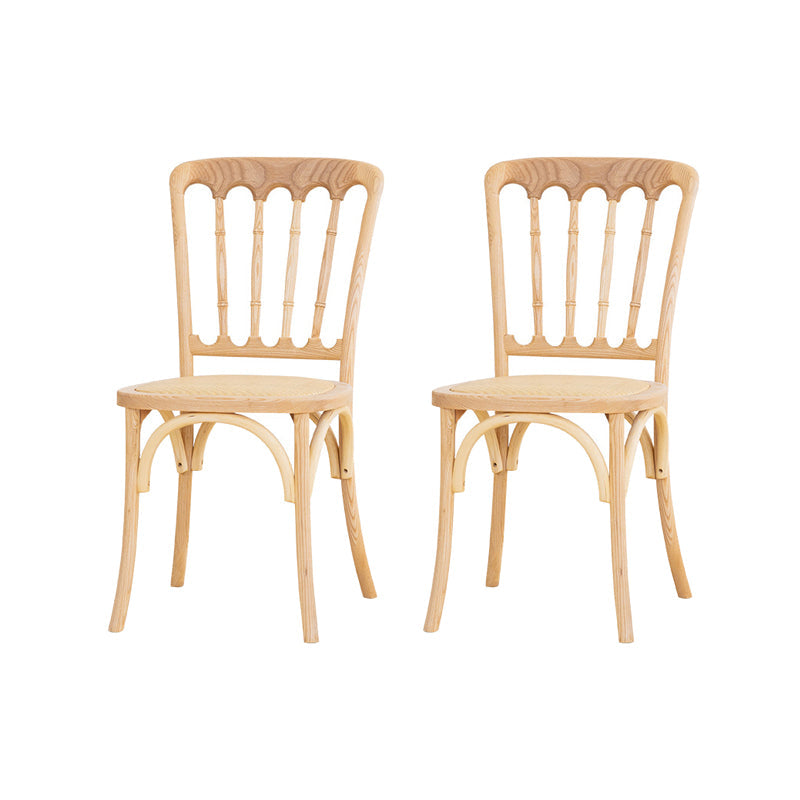 French Modern Design Slat Back Side Ash Woods Chair Home Dining Chairs White-Brown Set of 2 Clearhalo ' kitchen&dining_furn' 'Dining Chairs' 'Dining Tables & Seating' 'dining_chair' 'Furniture' 'furniture_dining_chair' 'Kitchen & Dining Furniture' 'kitchen' 3454172