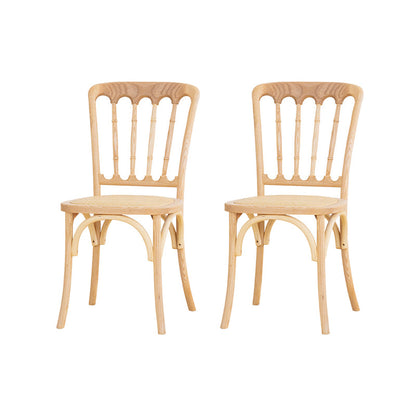 French Modern Design Slat Back Side Ash Woods Chair Home Dining Chairs White-Brown Set of 2 Clearhalo ' kitchen&dining_furn' 'Dining Chairs' 'Dining Tables & Seating' 'dining_chair' 'Furniture' 'furniture_dining_chair' 'Kitchen & Dining Furniture' 'kitchen' 3454172
