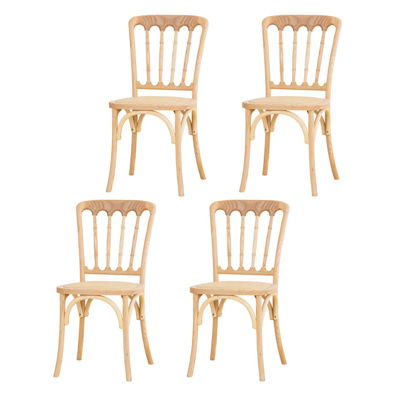 French Modern Design Slat Back Side Ash Woods Chair Home Dining Chairs White-Brown Set of 4 Clearhalo ' kitchen&dining_furn' 'Dining Chairs' 'Dining Tables & Seating' 'dining_chair' 'Furniture' 'furniture_dining_chair' 'Kitchen & Dining Furniture' 'kitchen' 3454173