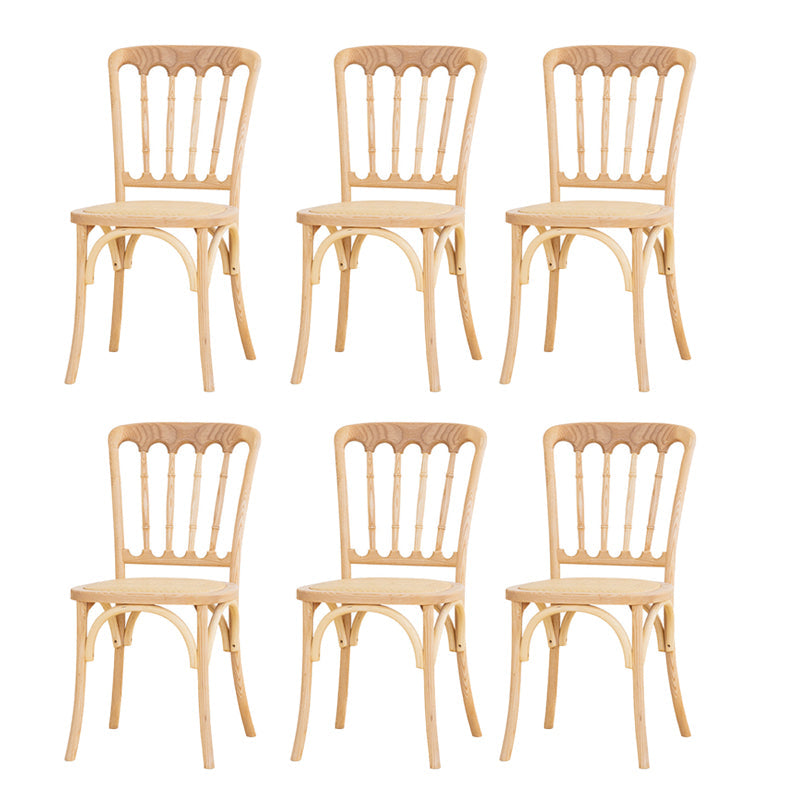 French Modern Design Slat Back Side Ash Woods Chair Home Dining Chairs White-Brown Set of 6 Clearhalo ' kitchen&dining_furn' 'Dining Chairs' 'Dining Tables & Seating' 'dining_chair' 'Furniture' 'furniture_dining_chair' 'Kitchen & Dining Furniture' 'kitchen' 3454176