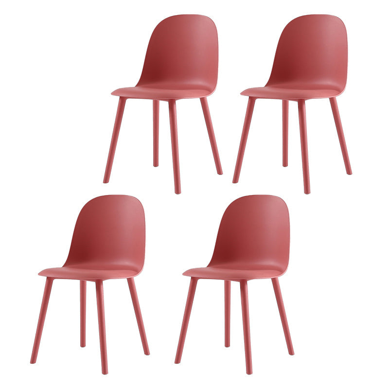Home Contemporary Side Chair Solid Back Plastic Armless Dining Room Chair Rose Red Plastic Set of 4 Clearhalo ' kitchen&dining_furn' 'Dining Chairs' 'Dining Tables & Seating' 'dining_chair' 'Furniture' 'furniture_dining_chair' 'Kitchen & Dining Furniture' 'kitchen' 3454218