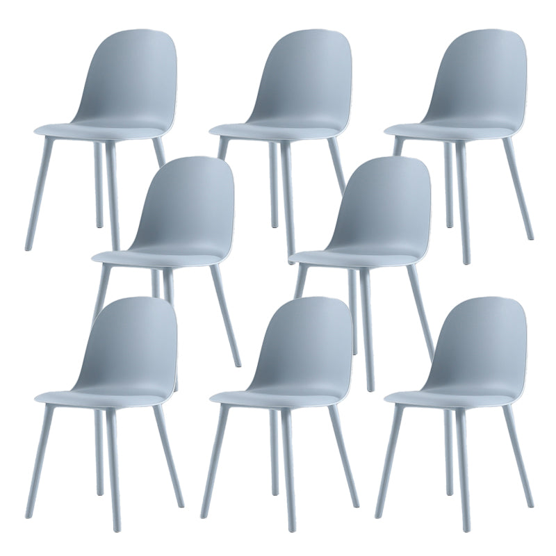 Home Contemporary Side Chair Solid Back Plastic Armless Dining Room Chair Silver Gray Plastic Set of 8 Clearhalo ' kitchen&dining_furn' 'Dining Chairs' 'Dining Tables & Seating' 'dining_chair' 'Furniture' 'furniture_dining_chair' 'Kitchen & Dining Furniture' 'kitchen' 3454221