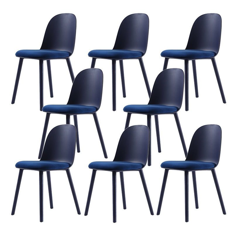 Home Contemporary Side Chair Solid Back Plastic Armless Dining Room Chair Blue Upholstered Set of 8 Clearhalo ' kitchen&dining_furn' 'Dining Chairs' 'Dining Tables & Seating' 'dining_chair' 'Furniture' 'furniture_dining_chair' 'Kitchen & Dining Furniture' 'kitchen' 3454226