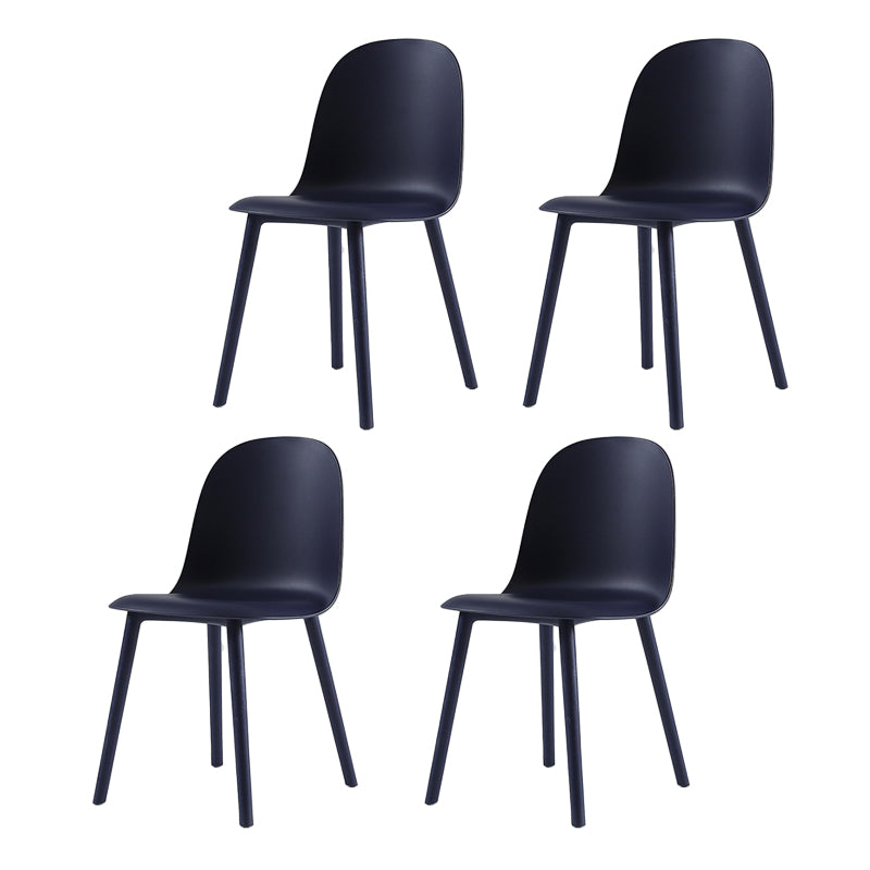 Home Contemporary Side Chair Solid Back Plastic Armless Dining Room Chair Blue Plastic Set of 4 Clearhalo ' kitchen&dining_furn' 'Dining Chairs' 'Dining Tables & Seating' 'dining_chair' 'Furniture' 'furniture_dining_chair' 'Kitchen & Dining Furniture' 'kitchen' 3454228