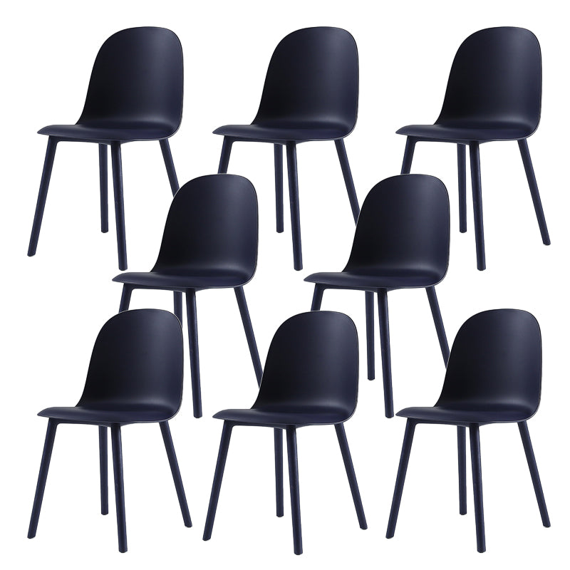 Home Contemporary Side Chair Solid Back Plastic Armless Dining Room Chair Blue Plastic Set of 8 Clearhalo ' kitchen&dining_furn' 'Dining Chairs' 'Dining Tables & Seating' 'dining_chair' 'Furniture' 'furniture_dining_chair' 'Kitchen & Dining Furniture' 'kitchen' 3454230