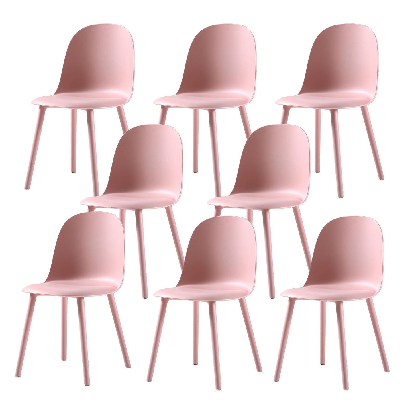 Home Contemporary Side Chair Solid Back Plastic Armless Dining Room Chair Pink Plastic Set of 8 Clearhalo ' kitchen&dining_furn' 'Dining Chairs' 'Dining Tables & Seating' 'dining_chair' 'Furniture' 'furniture_dining_chair' 'Kitchen & Dining Furniture' 'kitchen' 3454233
