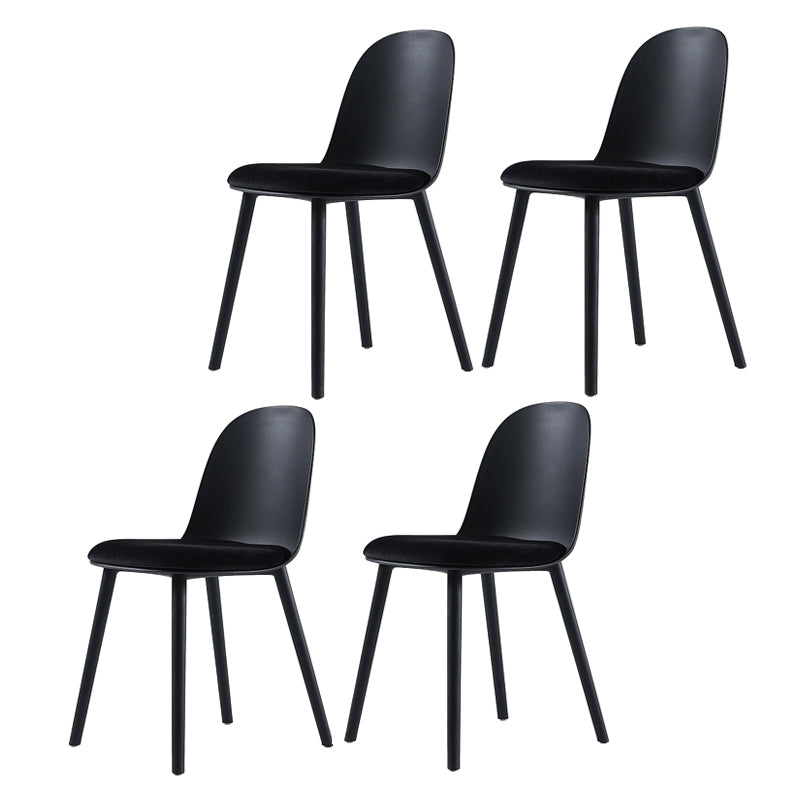 Home Contemporary Side Chair Solid Back Plastic Armless Dining Room Chair Black Upholstered Set of 4 Clearhalo ' kitchen&dining_furn' 'Dining Chairs' 'Dining Tables & Seating' 'dining_chair' 'Furniture' 'furniture_dining_chair' 'Kitchen & Dining Furniture' 'kitchen' 3454235
