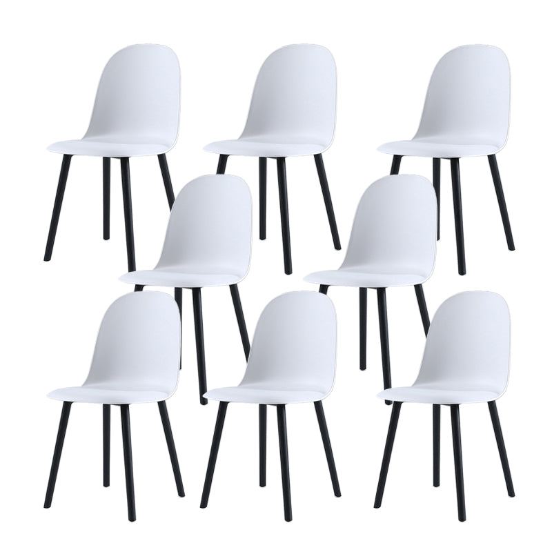Home Contemporary Side Chair Solid Back Plastic Armless Dining Room Chair Black White Plastic Set of 8 Clearhalo ' kitchen&dining_furn' 'Dining Chairs' 'Dining Tables & Seating' 'dining_chair' 'Furniture' 'furniture_dining_chair' 'Kitchen & Dining Furniture' 'kitchen' 3454239