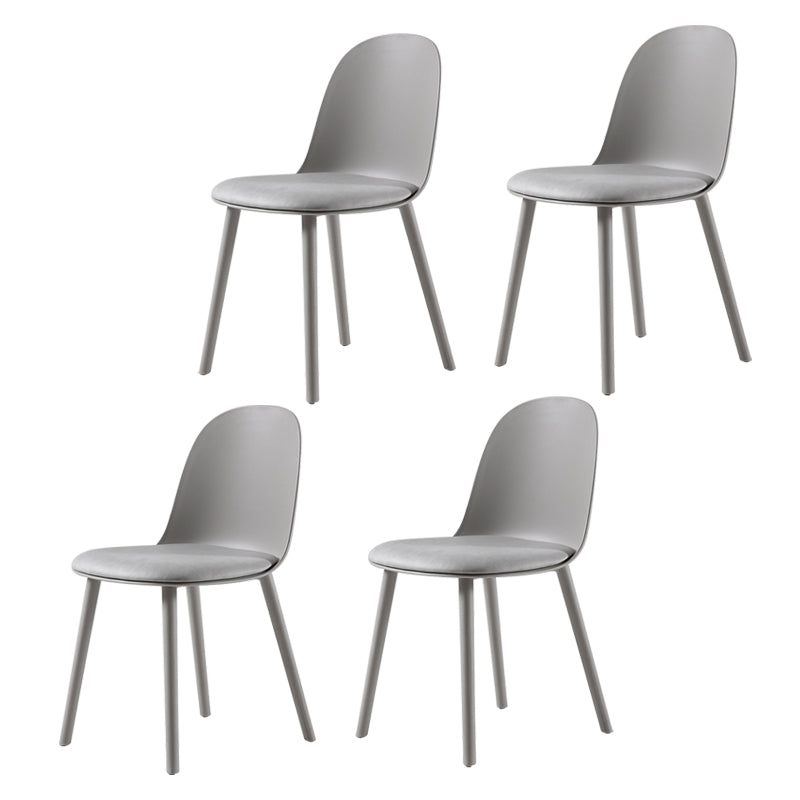 Home Contemporary Side Chair Solid Back Plastic Armless Dining Room Chair Smoke Gray Upholstered Set of 4 Clearhalo ' kitchen&dining_furn' 'Dining Chairs' 'Dining Tables & Seating' 'dining_chair' 'Furniture' 'furniture_dining_chair' 'Kitchen & Dining Furniture' 'kitchen' 3454240