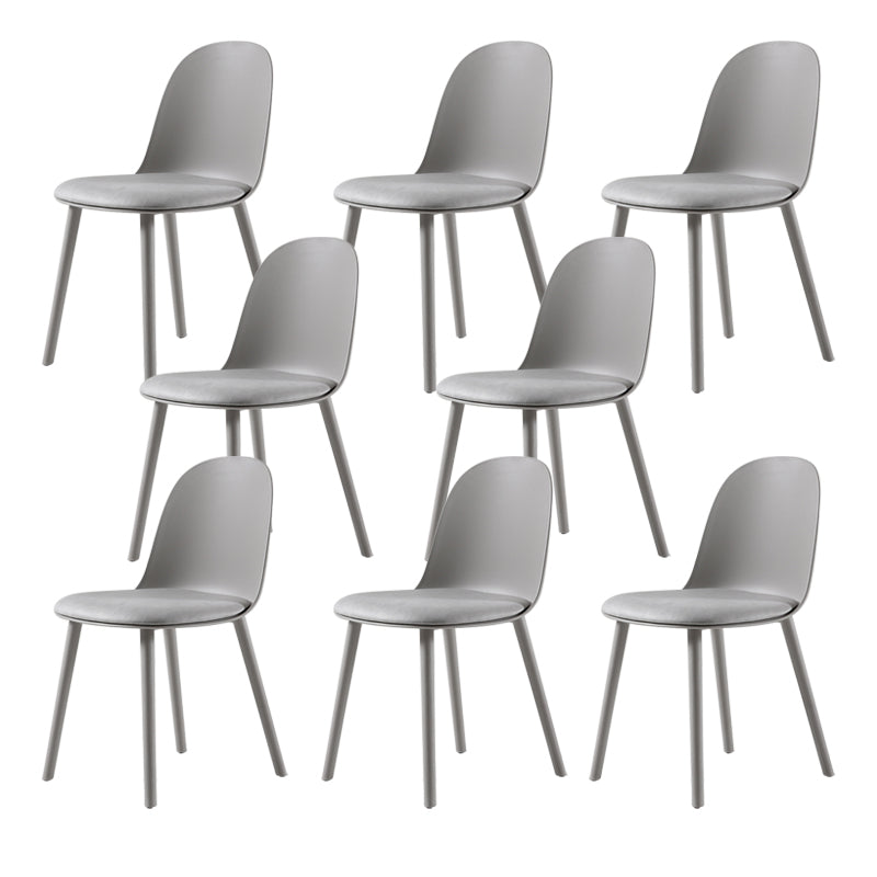 Home Contemporary Side Chair Solid Back Plastic Armless Dining Room Chair Smoke Gray Upholstered Set of 8 Clearhalo ' kitchen&dining_furn' 'Dining Chairs' 'Dining Tables & Seating' 'dining_chair' 'Furniture' 'furniture_dining_chair' 'Kitchen & Dining Furniture' 'kitchen' 3454241