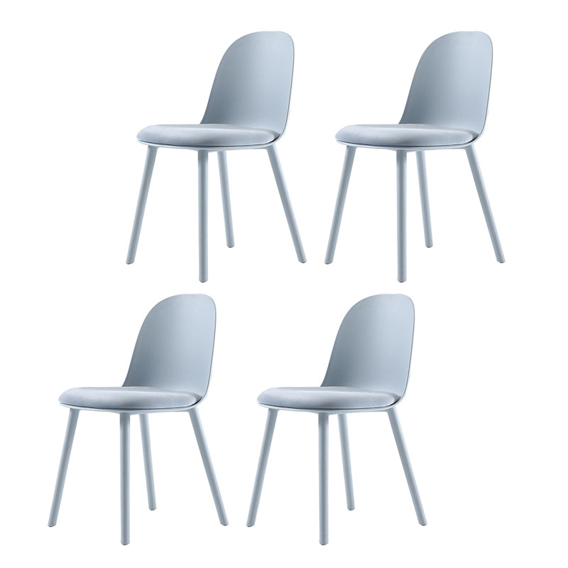 Home Contemporary Side Chair Solid Back Plastic Armless Dining Room Chair Silver Gray Upholstered Set of 4 Clearhalo ' kitchen&dining_furn' 'Dining Chairs' 'Dining Tables & Seating' 'dining_chair' 'Furniture' 'furniture_dining_chair' 'Kitchen & Dining Furniture' 'kitchen' 3454242