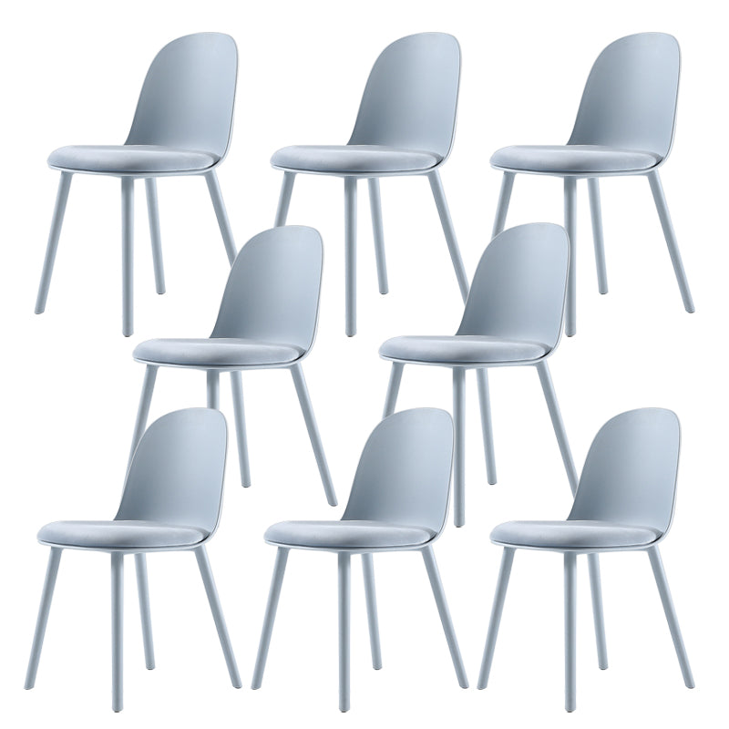 Home Contemporary Side Chair Solid Back Plastic Armless Dining Room Chair Silver Gray Upholstered Set of 8 Clearhalo ' kitchen&dining_furn' 'Dining Chairs' 'Dining Tables & Seating' 'dining_chair' 'Furniture' 'furniture_dining_chair' 'Kitchen & Dining Furniture' 'kitchen' 3454243