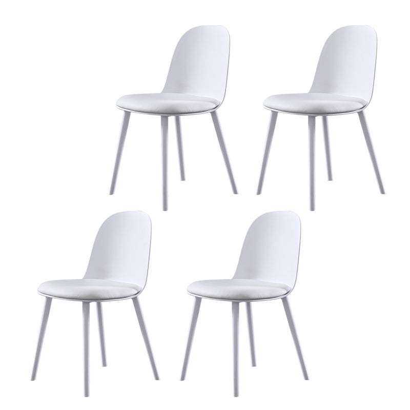 Home Contemporary Side Chair Solid Back Plastic Armless Dining Room Chair Off-White Upholstered Set of 4 Clearhalo ' kitchen&dining_furn' 'Dining Chairs' 'Dining Tables & Seating' 'dining_chair' 'Furniture' 'furniture_dining_chair' 'Kitchen & Dining Furniture' 'kitchen' 3454244