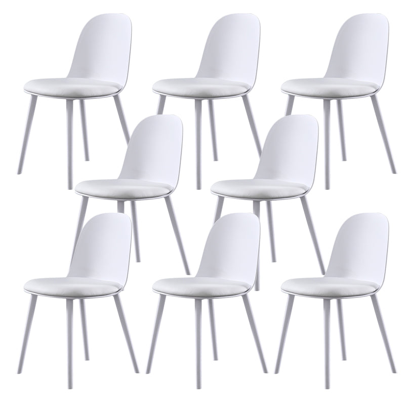Home Contemporary Side Chair Solid Back Plastic Armless Dining Room Chair Off-White Upholstered Set of 8 Clearhalo ' kitchen&dining_furn' 'Dining Chairs' 'Dining Tables & Seating' 'dining_chair' 'Furniture' 'furniture_dining_chair' 'Kitchen & Dining Furniture' 'kitchen' 3454245