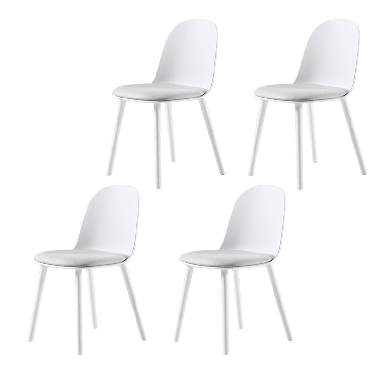 Home Contemporary Side Chair Solid Back Plastic Armless Dining Room Chair Gloss White Upholstered Set of 4 Clearhalo ' kitchen&dining_furn' 'Dining Chairs' 'Dining Tables & Seating' 'dining_chair' 'Furniture' 'furniture_dining_chair' 'Kitchen & Dining Furniture' 'kitchen' 3454248