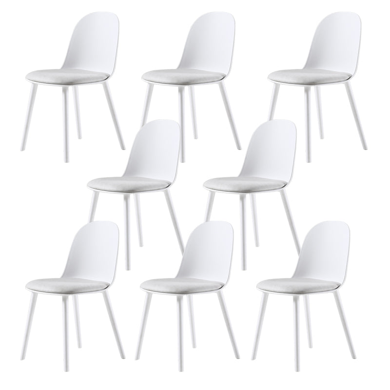 Home Contemporary Side Chair Solid Back Plastic Armless Dining Room Chair Gloss White Upholstered Set of 8 Clearhalo ' kitchen&dining_furn' 'Dining Chairs' 'Dining Tables & Seating' 'dining_chair' 'Furniture' 'furniture_dining_chair' 'Kitchen & Dining Furniture' 'kitchen' 3454249