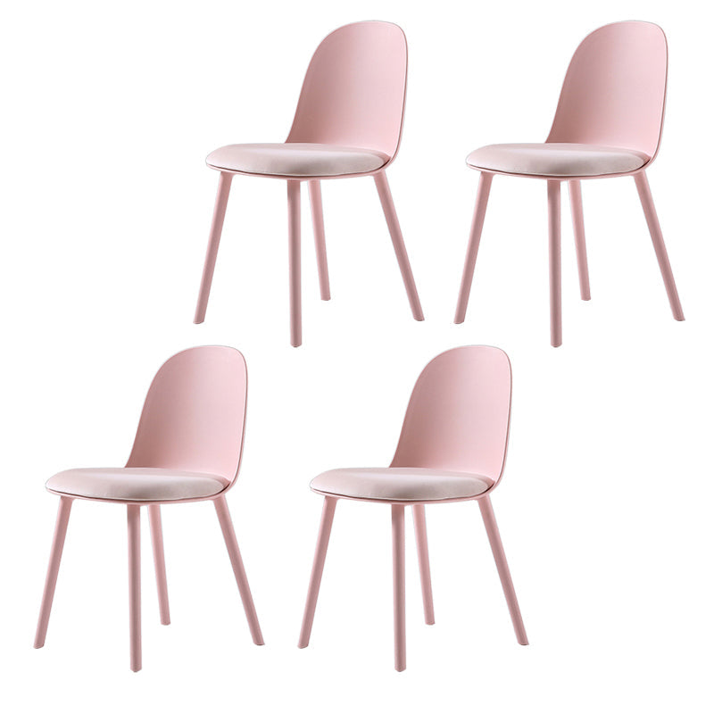 Home Contemporary Side Chair Solid Back Plastic Armless Dining Room Chair Pink Upholstered Set of 4 Clearhalo ' kitchen&dining_furn' 'Dining Chairs' 'Dining Tables & Seating' 'dining_chair' 'Furniture' 'furniture_dining_chair' 'Kitchen & Dining Furniture' 'kitchen' 3454252