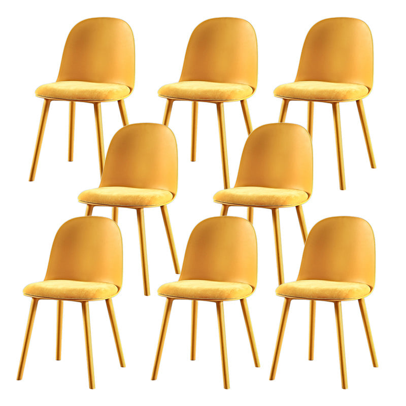 Home Contemporary Side Chair Solid Back Plastic Armless Dining Room Chair Orange Upholstered Set of 8 Clearhalo ' kitchen&dining_furn' 'Dining Chairs' 'Dining Tables & Seating' 'dining_chair' 'Furniture' 'furniture_dining_chair' 'Kitchen & Dining Furniture' 'kitchen' 3454258