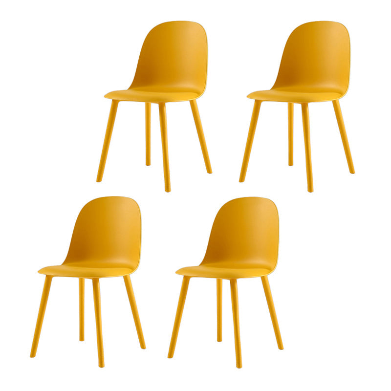 Home Contemporary Side Chair Solid Back Plastic Armless Dining Room Chair Orange Plastic Set of 4 Clearhalo ' kitchen&dining_furn' 'Dining Chairs' 'Dining Tables & Seating' 'dining_chair' 'Furniture' 'furniture_dining_chair' 'Kitchen & Dining Furniture' 'kitchen' 3454259