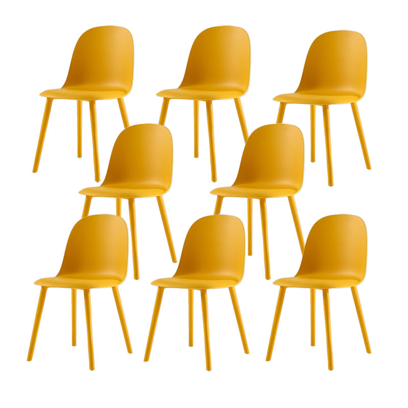 Home Contemporary Side Chair Solid Back Plastic Armless Dining Room Chair Orange Plastic Set of 8 Clearhalo ' kitchen&dining_furn' 'Dining Chairs' 'Dining Tables & Seating' 'dining_chair' 'Furniture' 'furniture_dining_chair' 'Kitchen & Dining Furniture' 'kitchen' 3454260