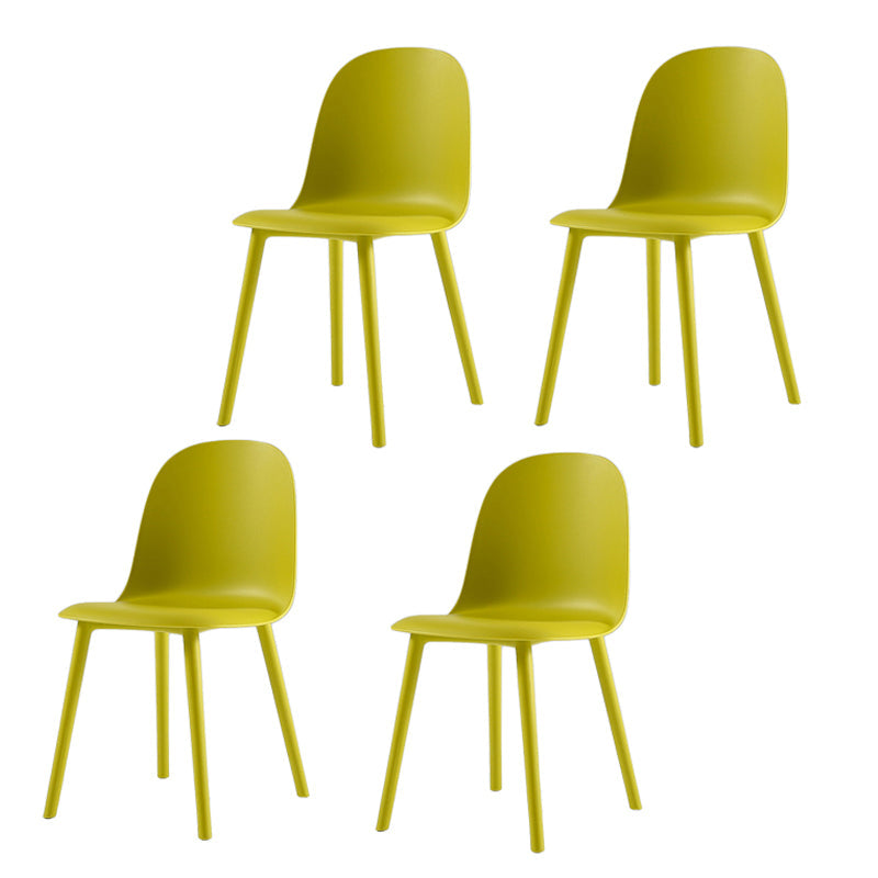 Home Contemporary Side Chair Solid Back Plastic Armless Dining Room Chair Yellow Plastic Set of 4 Clearhalo ' kitchen&dining_furn' 'Dining Chairs' 'Dining Tables & Seating' 'dining_chair' 'Furniture' 'furniture_dining_chair' 'Kitchen & Dining Furniture' 'kitchen' 3454261