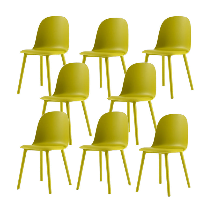 Home Contemporary Side Chair Solid Back Plastic Armless Dining Room Chair Yellow Plastic Set of 8 Clearhalo ' kitchen&dining_furn' 'Dining Chairs' 'Dining Tables & Seating' 'dining_chair' 'Furniture' 'furniture_dining_chair' 'Kitchen & Dining Furniture' 'kitchen' 3454262
