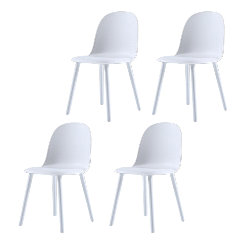 Home Contemporary Side Chair Solid Back Plastic Armless Dining Room Chair White Plastic Set of 4 Clearhalo ' kitchen&dining_furn' 'Dining Chairs' 'Dining Tables & Seating' 'dining_chair' 'Furniture' 'furniture_dining_chair' 'Kitchen & Dining Furniture' 'kitchen' 3454263